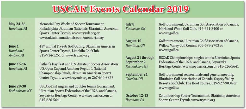 USCAK Events Calendar 2019 - Ukrainian Summer