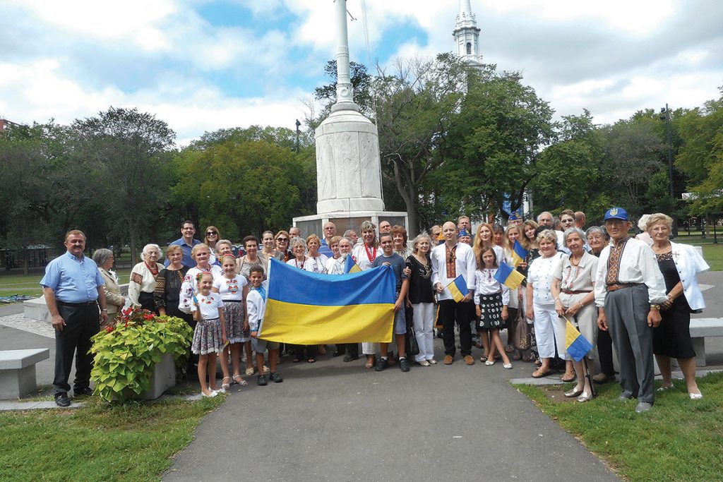 NEW HAVEN, Conn. – Local Ukrainians celebrated the 24th anniversary of Ukraine’s independence on Sunday, August 23, at the New Haven Green as the Ukrainian flag flew along with the American flag. There was a program that included the reading by Michael Muryn of the proclamation of the city of New Haven, signed by Mayor Toni Harp, declaring August 24, 2015, as Ukrainian Independence Day. It was an emotional day for the participants of this commemoration because of the war that is ongoing in Ukraine; they prayed for a better future for their ancestral homeland. – Halia Jurczak-Lodynsky